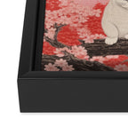 Springtime Japanese Cherry Blossom Twin Cats  Framed Canvas Print Gallery Image 3