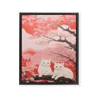Springtime Japanese Cherry Blossom Twin Cats  Framed Canvas Print Gallery Image 6