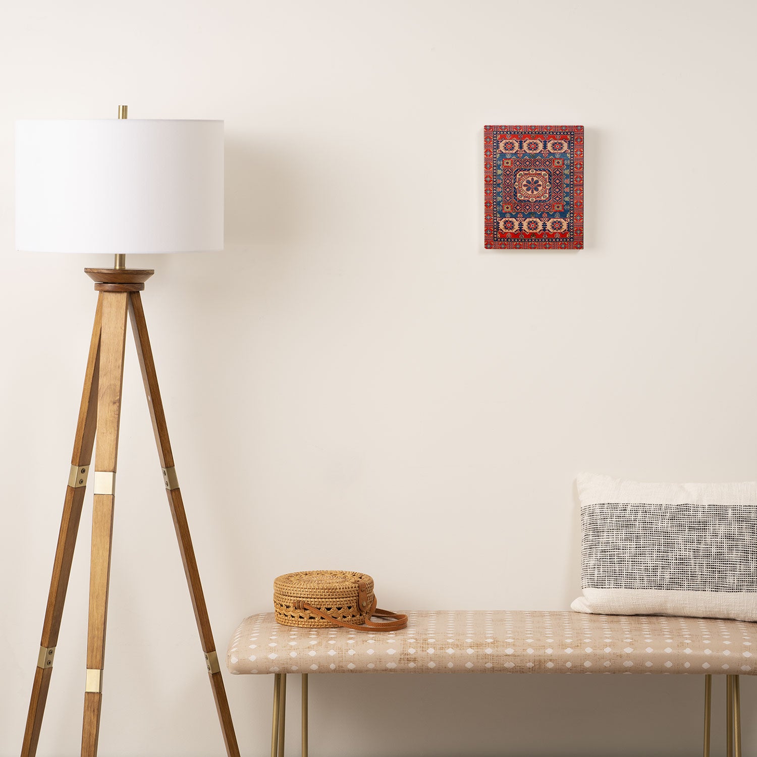Square Bloom Kazak Handmade Rug Canvas Print Gallery Image 2