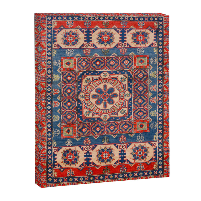 Square Bloom Kazak Handmade Rug Canvas Print Gallery Image 1