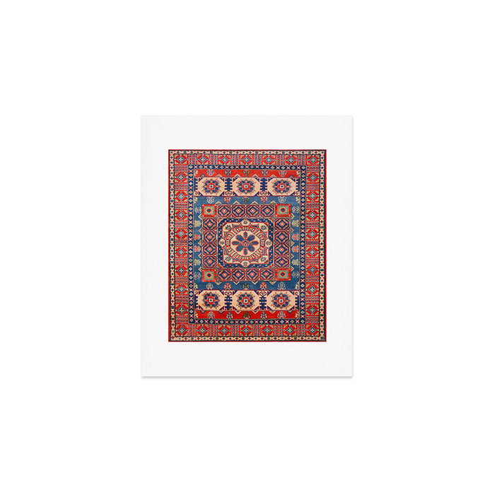 Square Bloom Kazak Handmade Rug Art Print Gallery Image 1