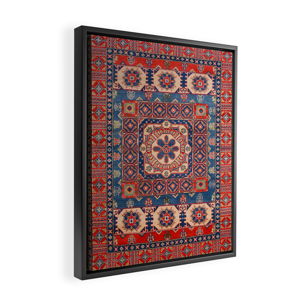 Square Bloom Kazak Handmade Rug Framed Canvas Print Gallery Image 2