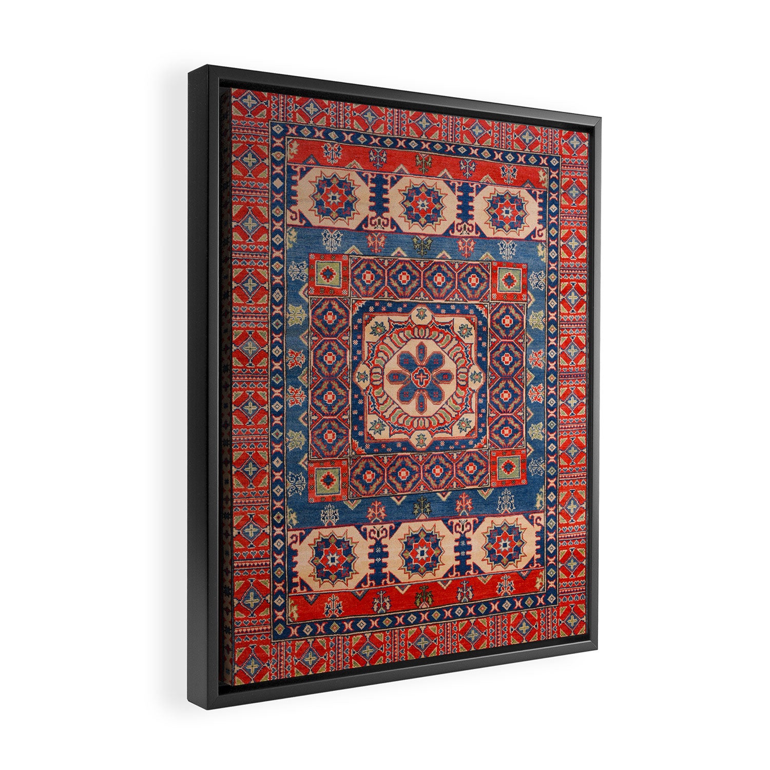 Square Bloom Kazak Handmade Rug Framed Canvas Print Gallery Image 2
