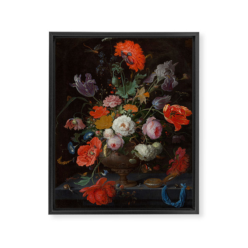 Still Life with Flowers and a Watch (c. 1660 - c. 1679)  Framed Canvas Print Gallery Image 6