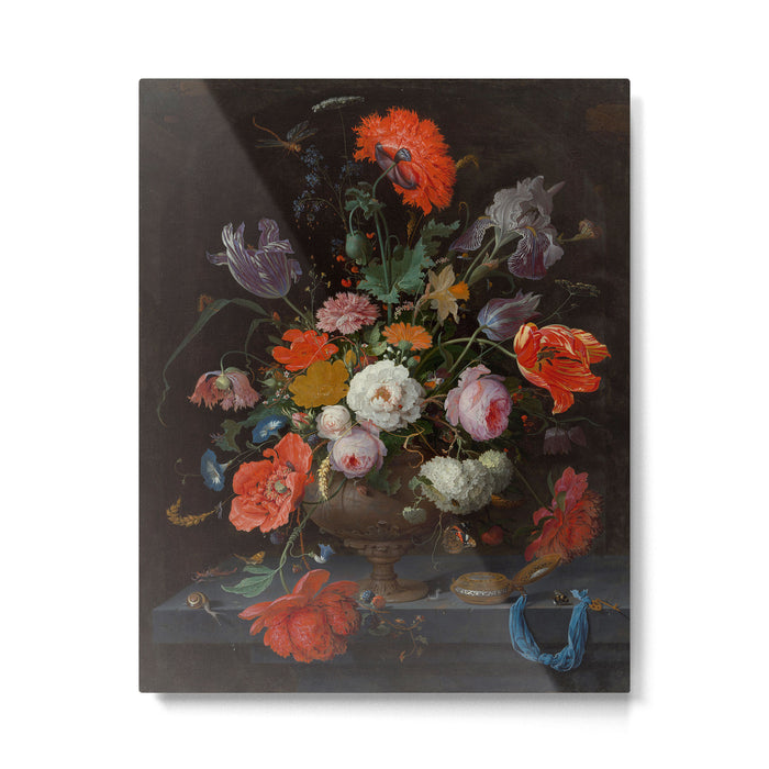 Still Life with Flowers and a Watch (c. 1660 - c. 1679)  Metal Print Gallery Image 1