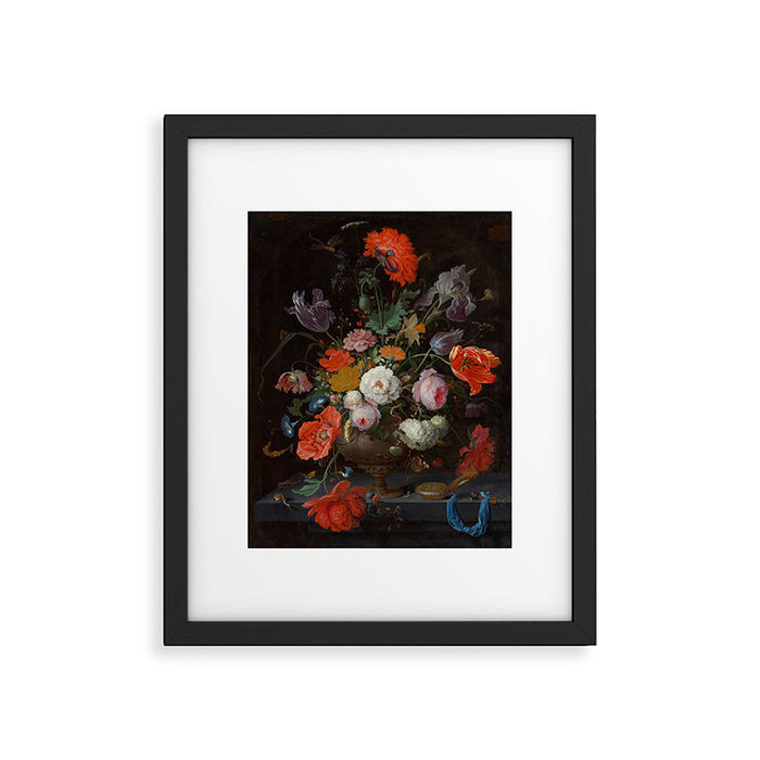 Still Life with Flowers and a Watch (c. 1660 - c. 1679)  Framed Art Print Gallery Image 1