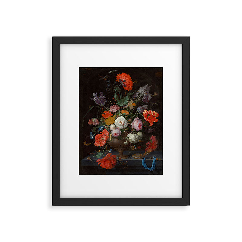 Still Life with Flowers and a Watch (c. 1660 - c. 1679)  Framed Art Print Gallery Image 5