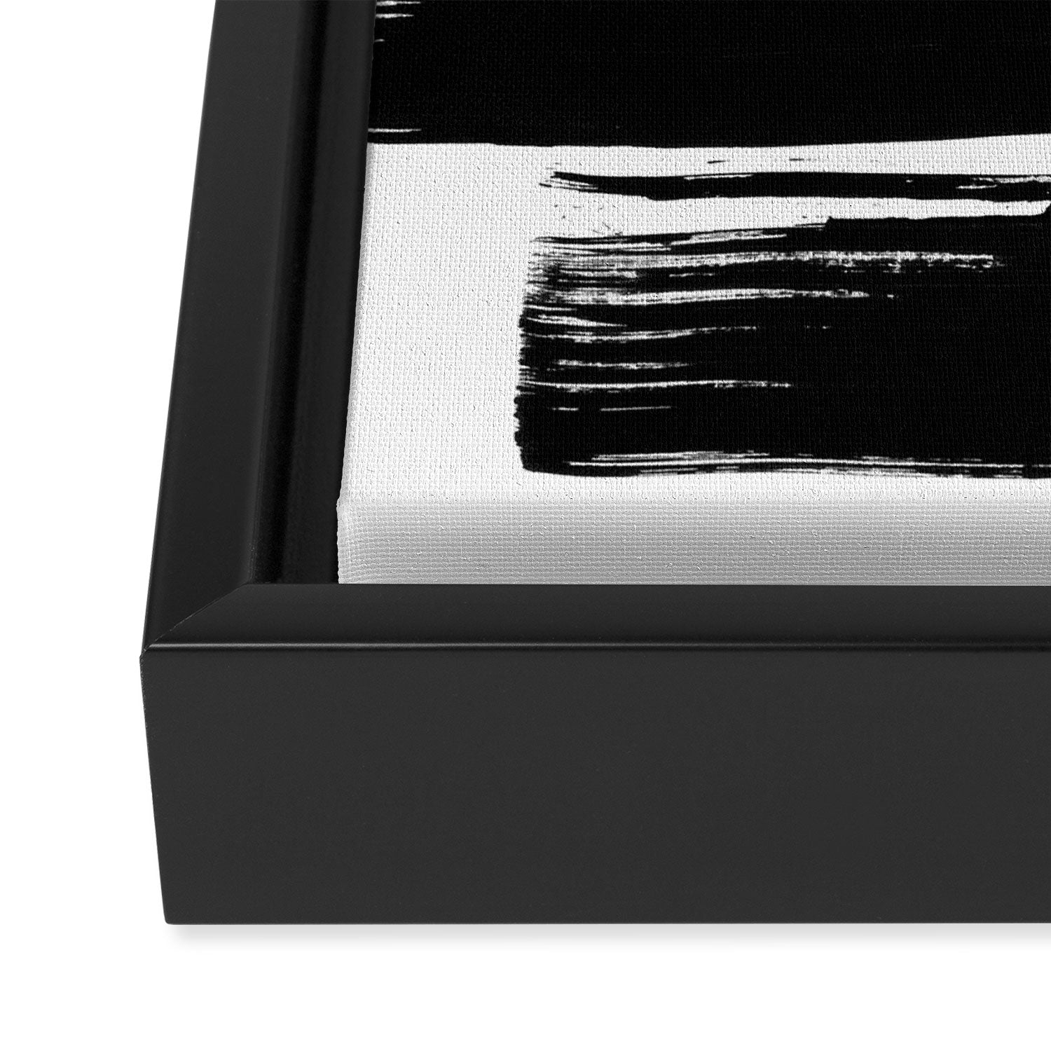 Stripes Black & White Minimalist Abstract Mid century Ink Art Dark Brush Strokes Framed Canvas Print Gallery Image 3