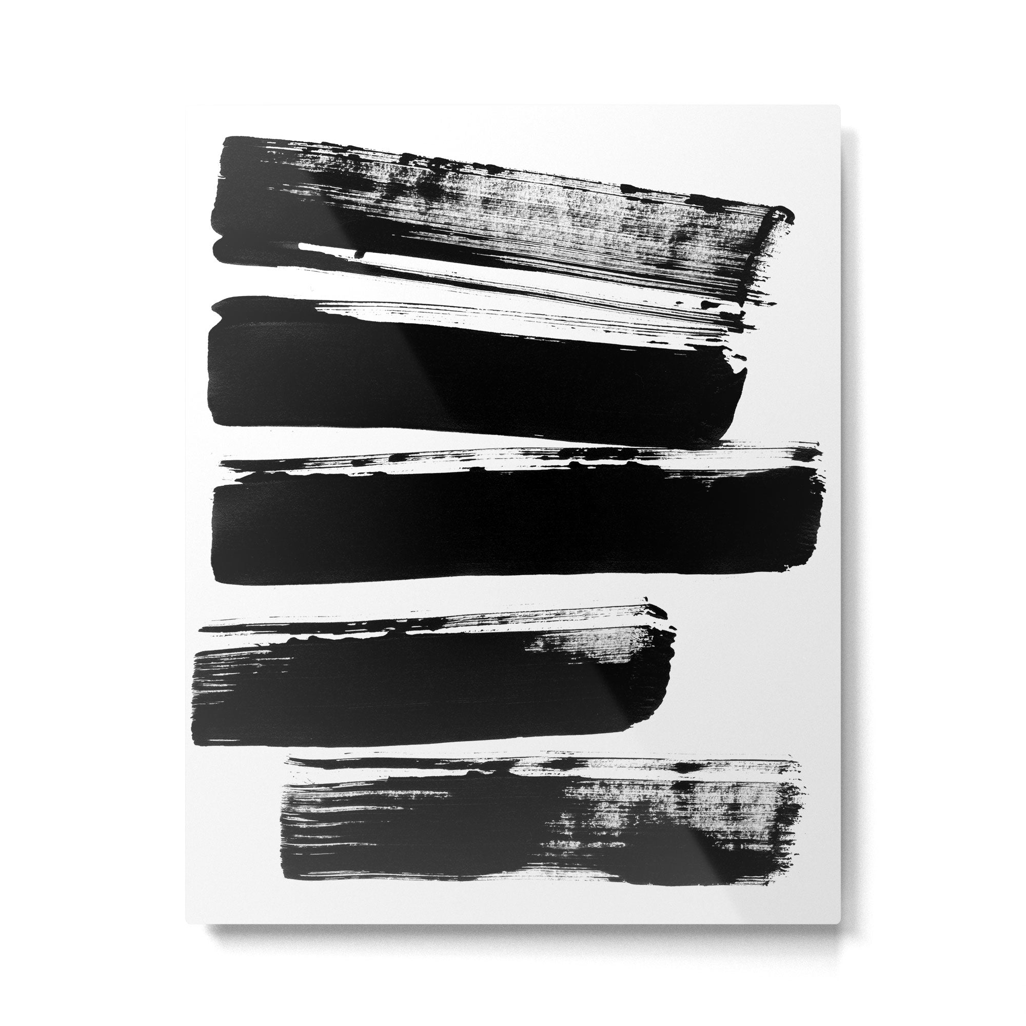 Stripes Black & White Minimalist Abstract Mid century Ink Art Dark Brush Strokes Metal Print Gallery Image 4