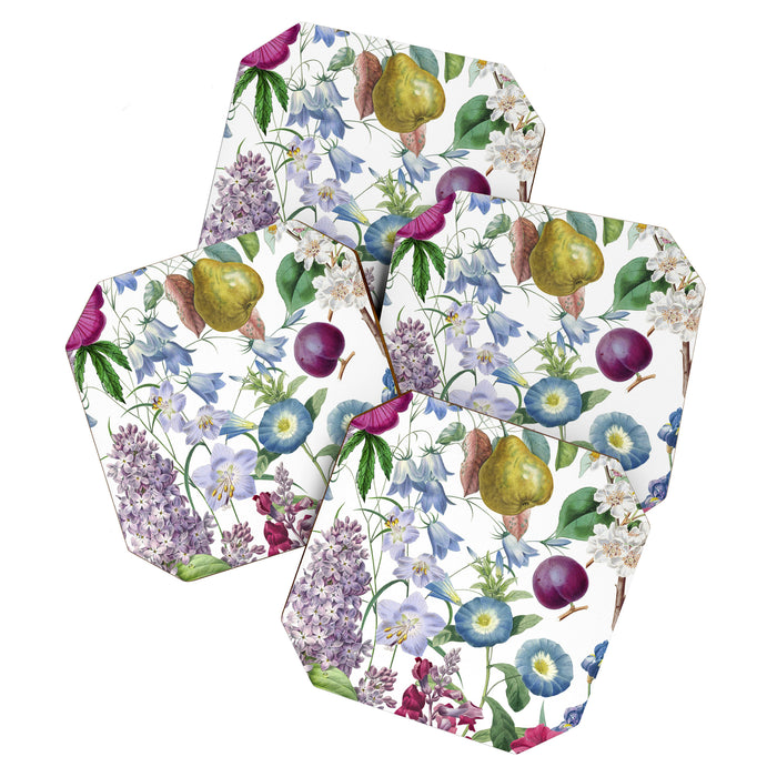 Summer Fruits Botanical Illustration Collage Coaster Gallery Image 1