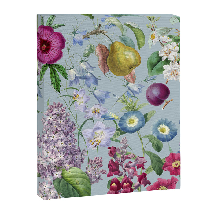 Summer Fruits Botanical Illustration Collage In Blue  Canvas Print Gallery Image 1