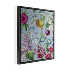 Summer Fruits Botanical Illustration Collage In Blue  Framed Canvas Print Gallery Image 2
