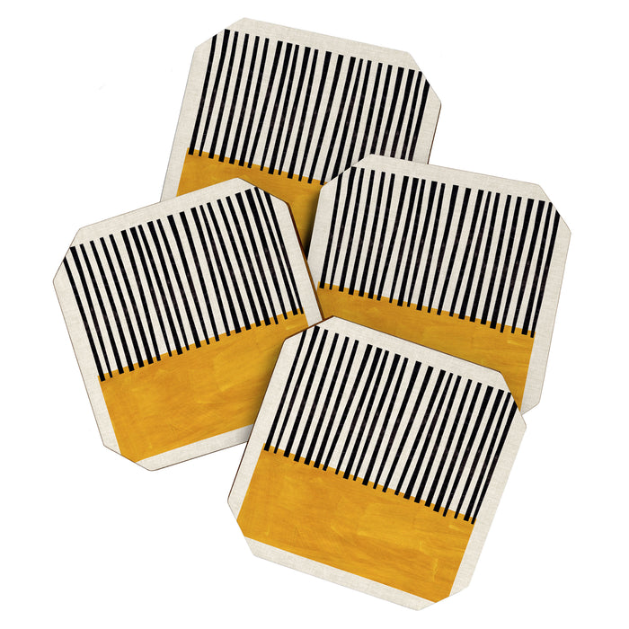 Sunshine Color Field Rothko Inspired Abstract Mid Century Modern Geometric Pattern Coaster Gallery Image 1