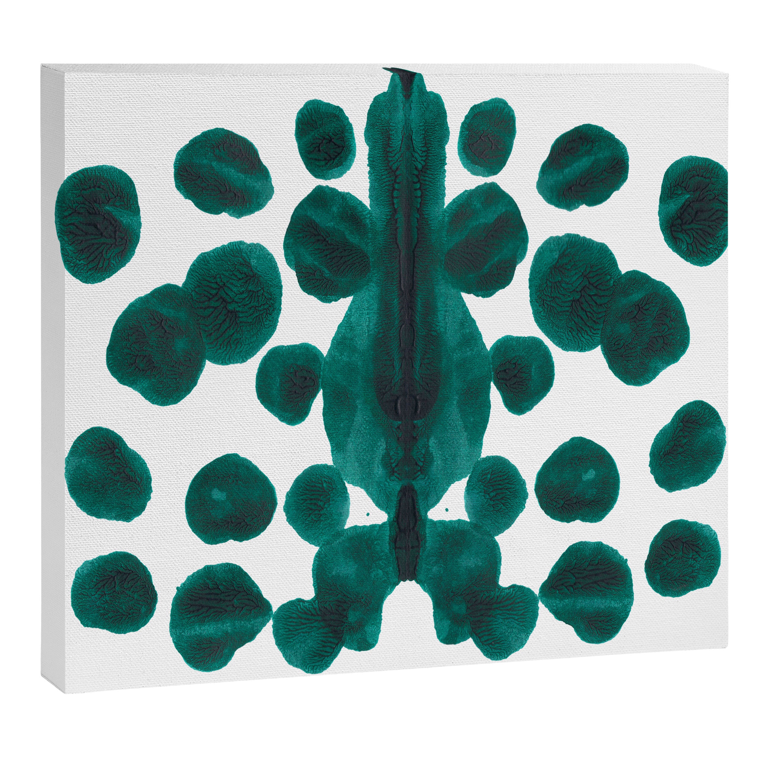 Teal Green Bubble Pattern Inkblot Rorschach Test Canvas Print Gallery Image 12
