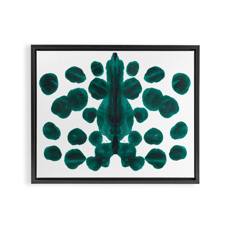 Teal Green Bubble Pattern Inkblot Rorschach Test Framed Canvas Print Gallery Image 2