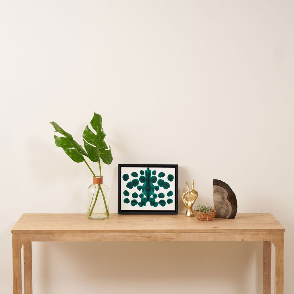 Teal Green Bubble Pattern Inkblot Rorschach Test Framed Canvas Print Gallery Image 4