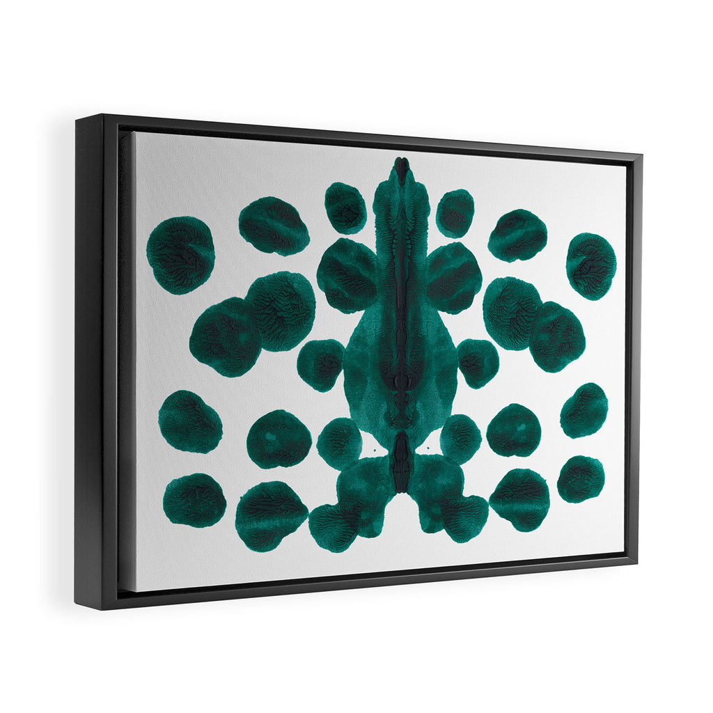 Teal Green Bubble Pattern Inkblot Rorschach Test Framed Canvas Print Gallery Image 6