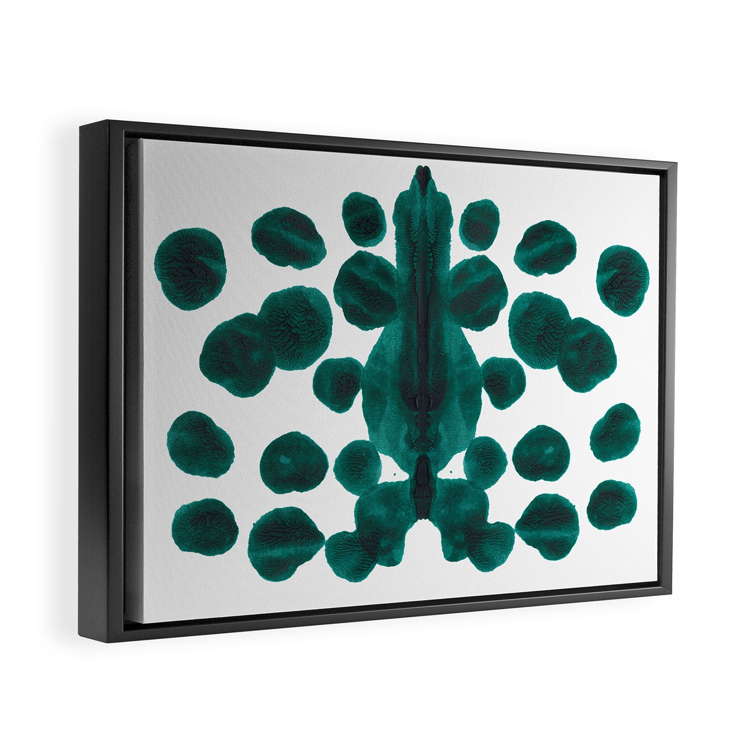 Teal Green Bubble Pattern Inkblot Rorschach Test Framed Canvas Print Gallery Image 6