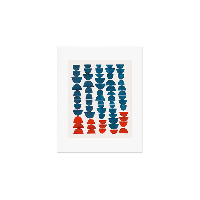 Teal Jewels Minimalist Minimal Abstract Mid Century Modern Paper Collage Shapes Art Print Gallery Image 1