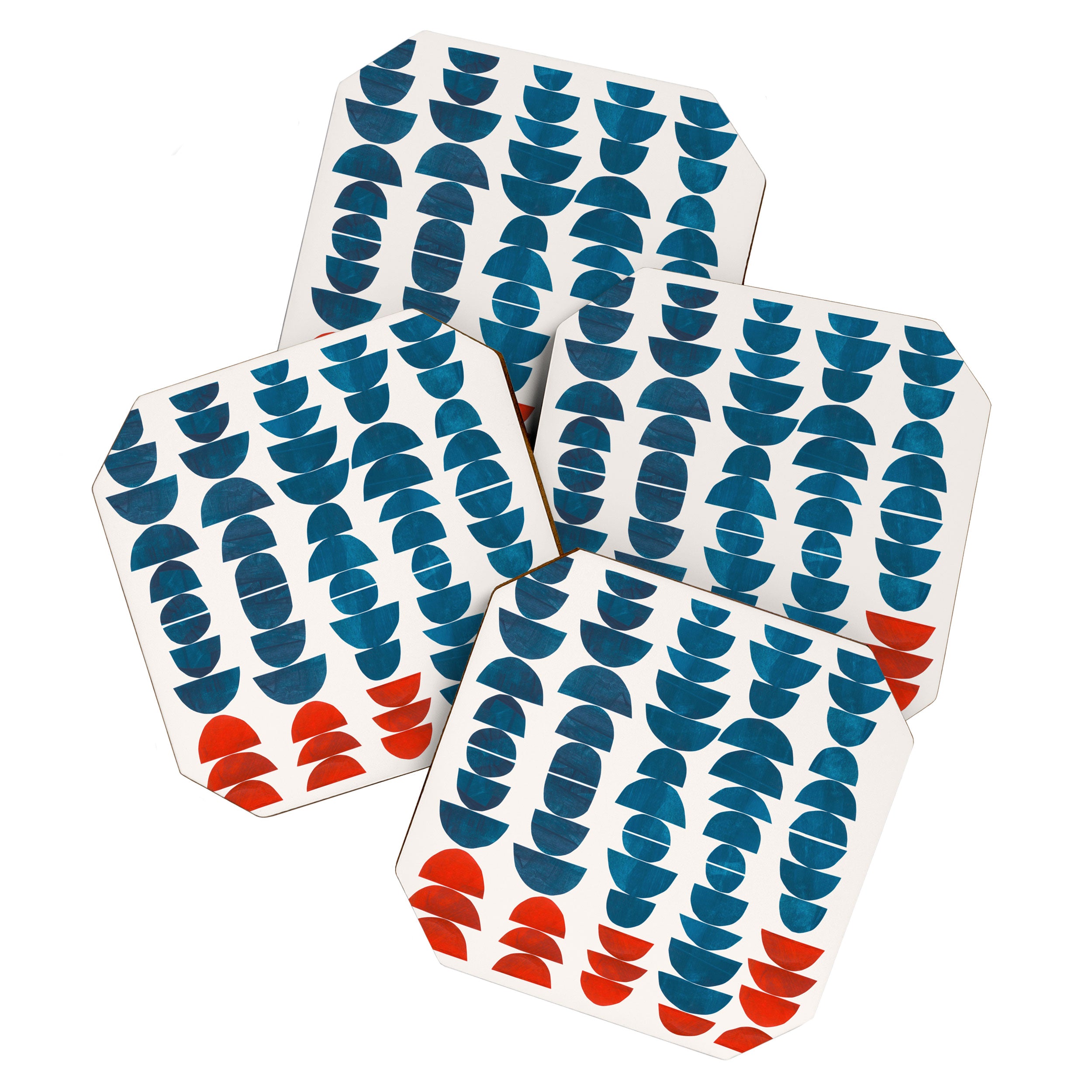 Teal Jewels Minimalist Minimal Abstract Mid Century Modern Paper Collage Shapes Coaster Gallery Image 1
