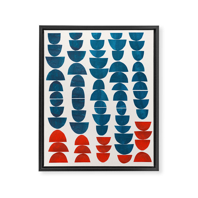 Teal Jewels Minimalist Minimal Abstract Mid Century Modern Paper Collage Shapes Framed Canvas Print Gallery Image 6