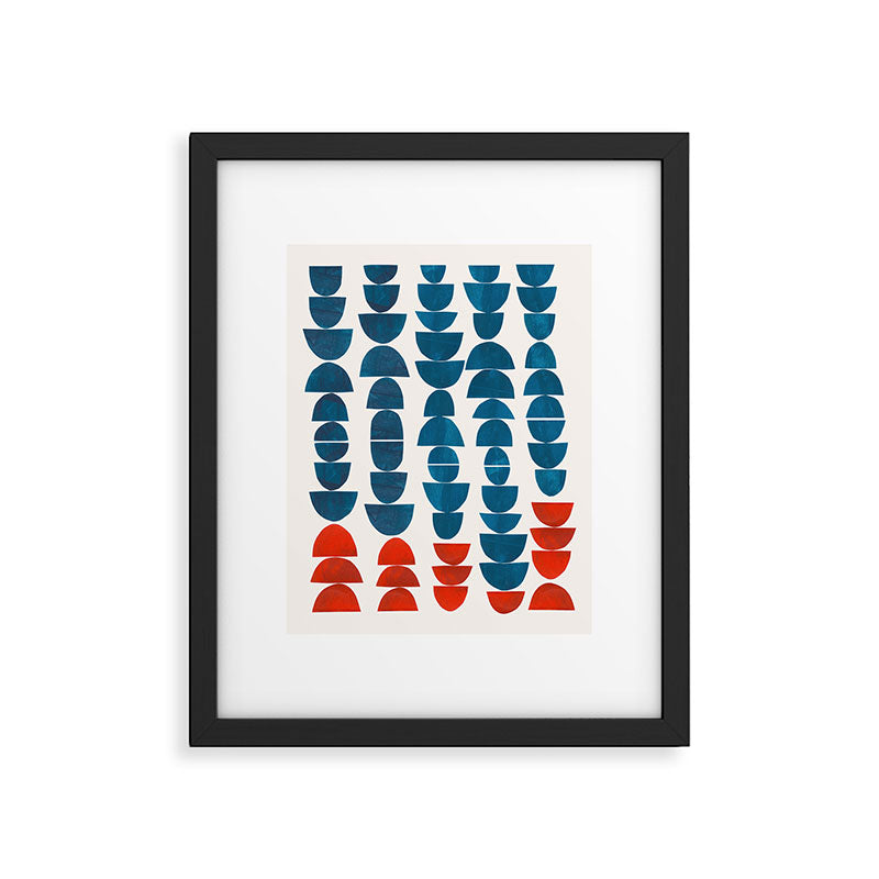 Teal Jewels Minimalist Minimal Abstract Mid Century Modern Paper Collage Shapes Framed Art Print Gallery Image 5