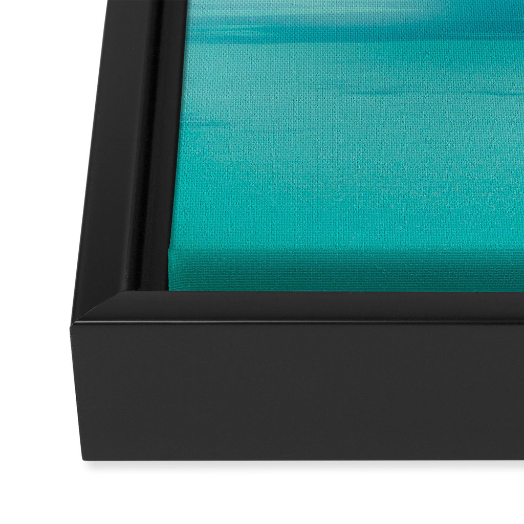 Teal Turquoise Blue Monochromatic Fluffy Cloud Over Caribbean Sea Framed Canvas Print Gallery Image 3