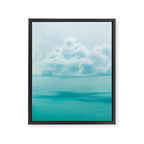 Teal Turquoise Blue Monochromatic Fluffy Cloud Over Caribbean Sea Framed Canvas Print Gallery Image 6