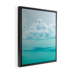 Teal Turquoise Blue Monochromatic Fluffy Cloud Over Caribbean Sea Framed Canvas Print Gallery Image 2