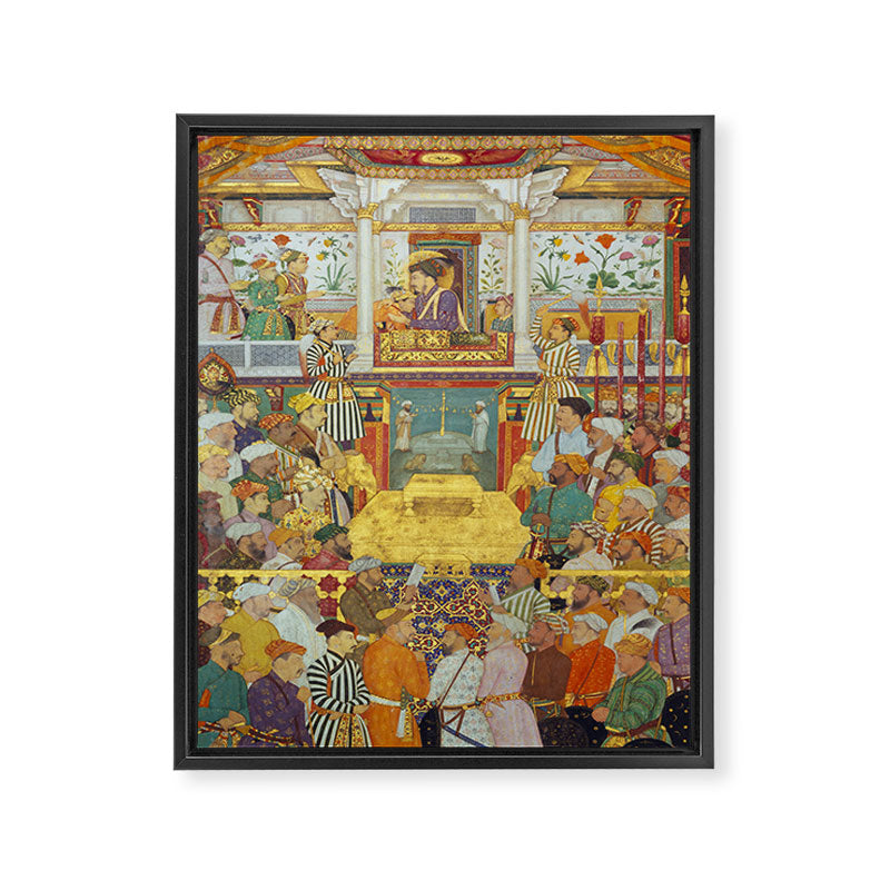 The accession of Shah Jahan by Bichitr, Indian Mughal Art Framed Canvas Print Gallery Image 6