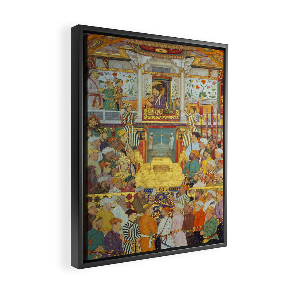 The accession of Shah Jahan by Bichitr, Indian Mughal Art Framed Canvas Print Gallery Image 2
