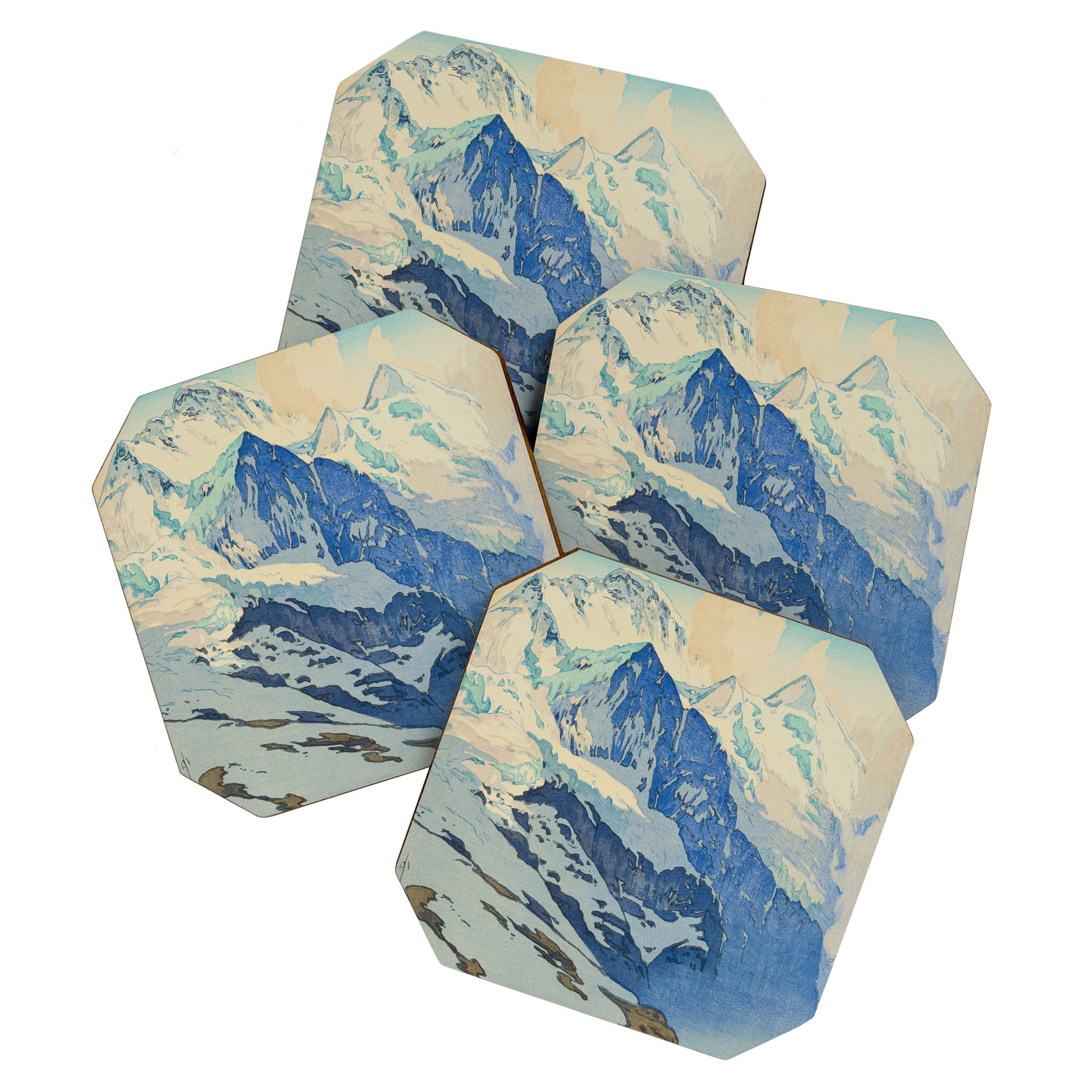 The Jungfrau Vintage Beautiful Japanese Woodblock Print Hiroshi Yoshida Coaster Gallery Image 1