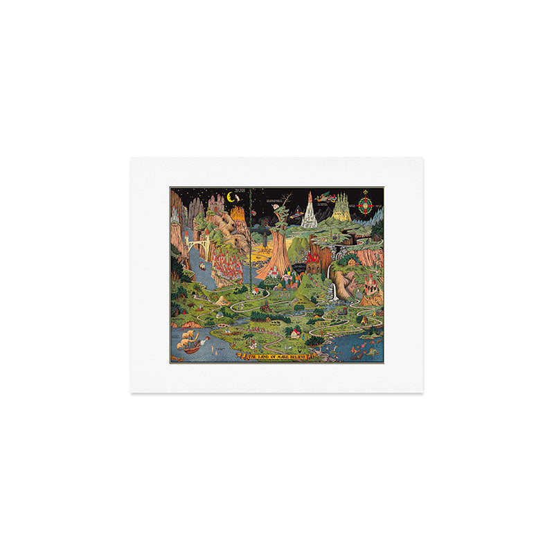 The land of make believe. Published by Jaro Hess 1930 Cornucopia of Fairy Tales Detailed Labeled Map Fun Magical Fantasy Art Art Print Gallery Image 1