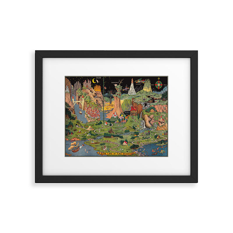 The land of make believe. Published by Jaro Hess 1930 Cornucopia of Fairy Tales Detailed Labeled Map Fun Magical Fantasy Art Framed Art Print Gallery Image 5