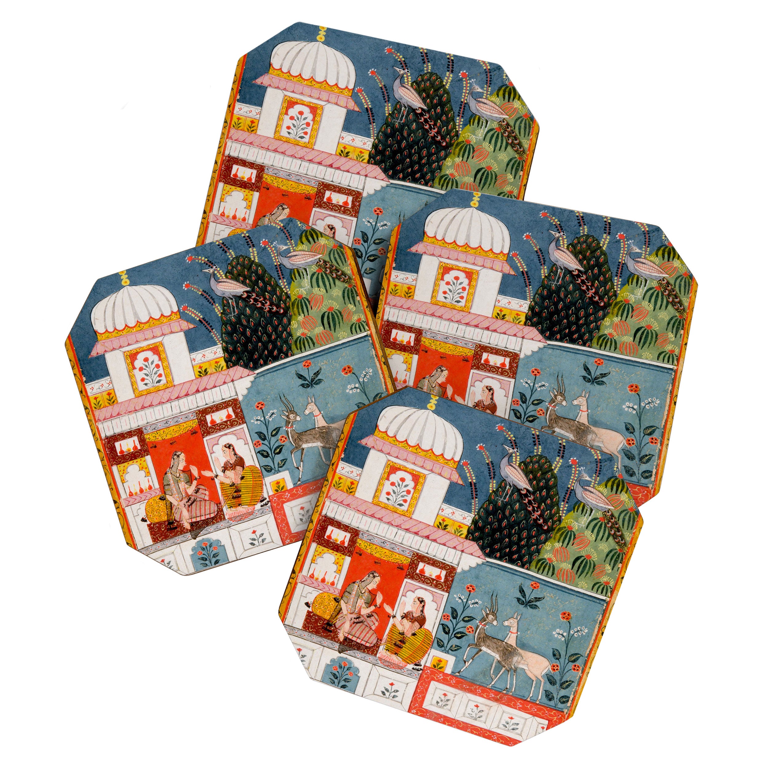 The Lonely Heroine with her Friend Indian Painted Illustration Coaster Gallery Image 1
