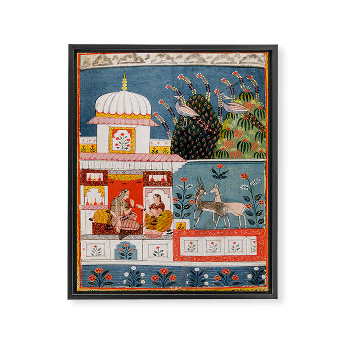 The Lonely Heroine with her Friend Indian Painted Illustration Framed Canvas Print Gallery Image 1