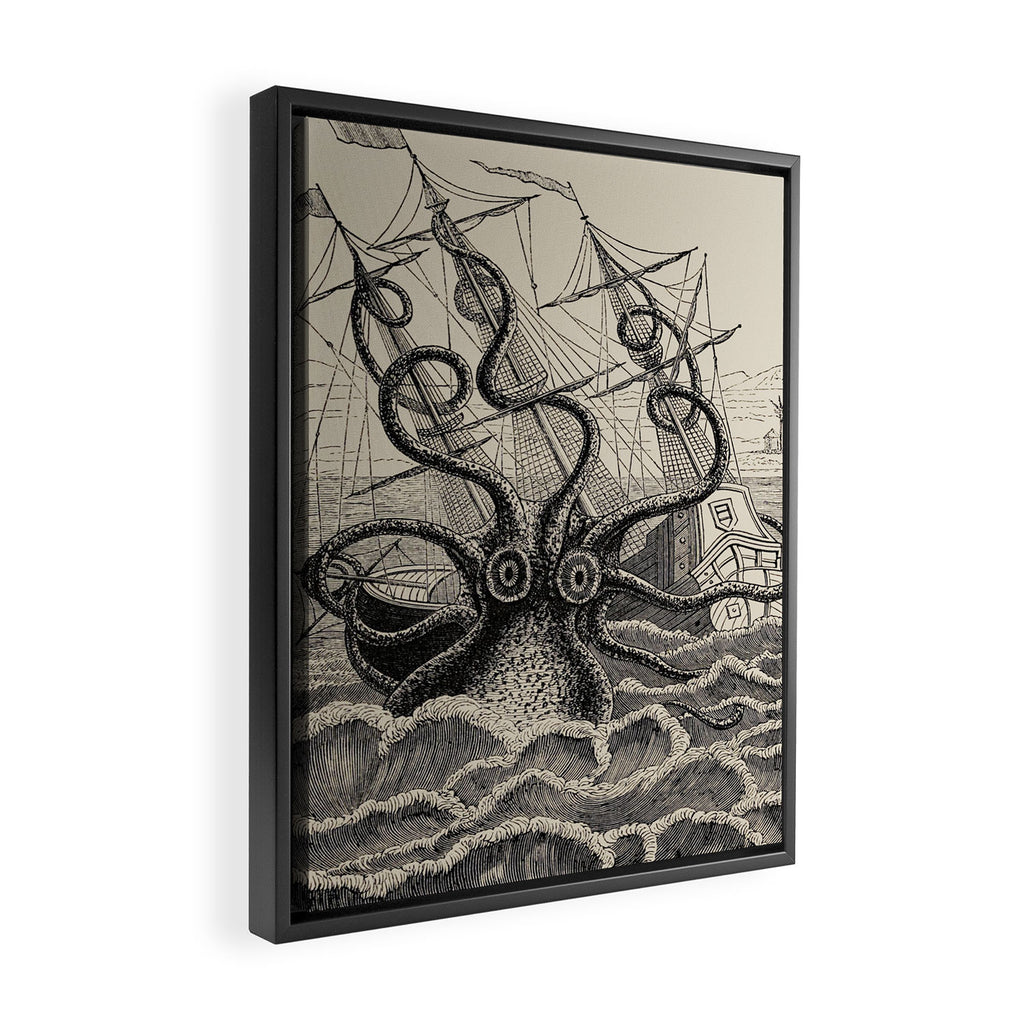 The octopus; or, The âDevil-fishâ - Henry Lee - 1875 Giant Octopus Sinking Ship Framed Canvas Print Gallery Image 2