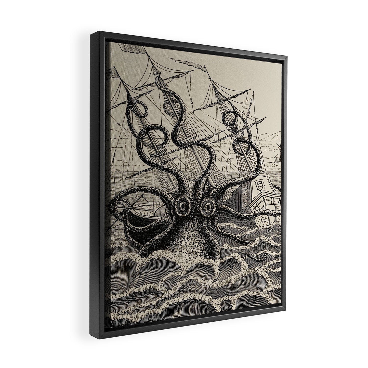 The octopus; or, The âDevil-fishâ - Henry Lee - 1875 Giant Octopus Sinking Ship Framed Canvas Print Gallery Image 2