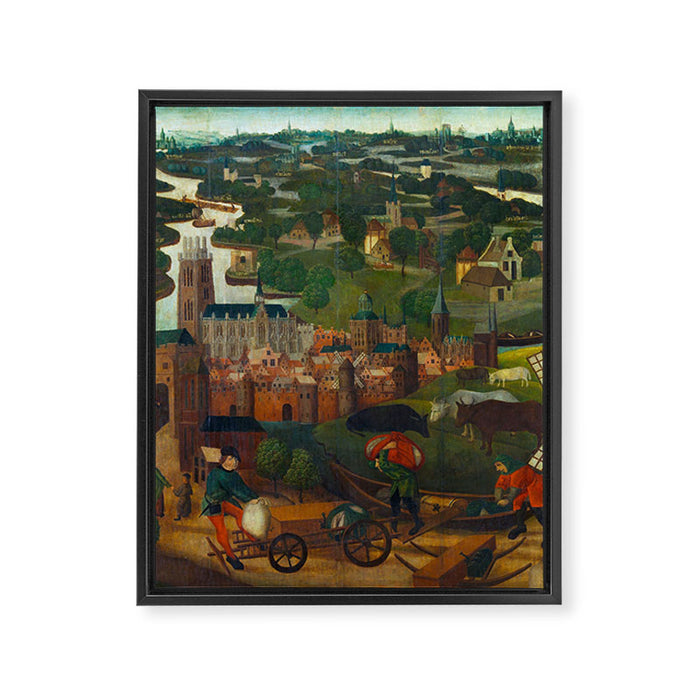 The Saint Elizabethâs Day Flood (c. 1490 - c. 1495) by Master of the St Elizabeth Panels  Framed Canvas Print Gallery Image 1