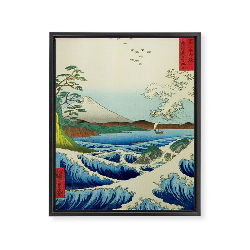 The Sea off Satta in Suruga Province (Suruga Satta kaijo), from the series "Thirty-six Views of Mount Fuji (Fuji sanjurokkei)" by Utagawa Hiroshige Framed Canvas Print Gallery Image 6