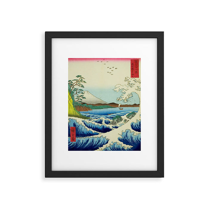 The Sea off Satta in Suruga Province (Suruga Satta kaijo), from the series "Thirty-six Views of Mount Fuji (Fuji sanjurokkei)" by Utagawa Hiroshige Framed Art Print Gallery Image 1