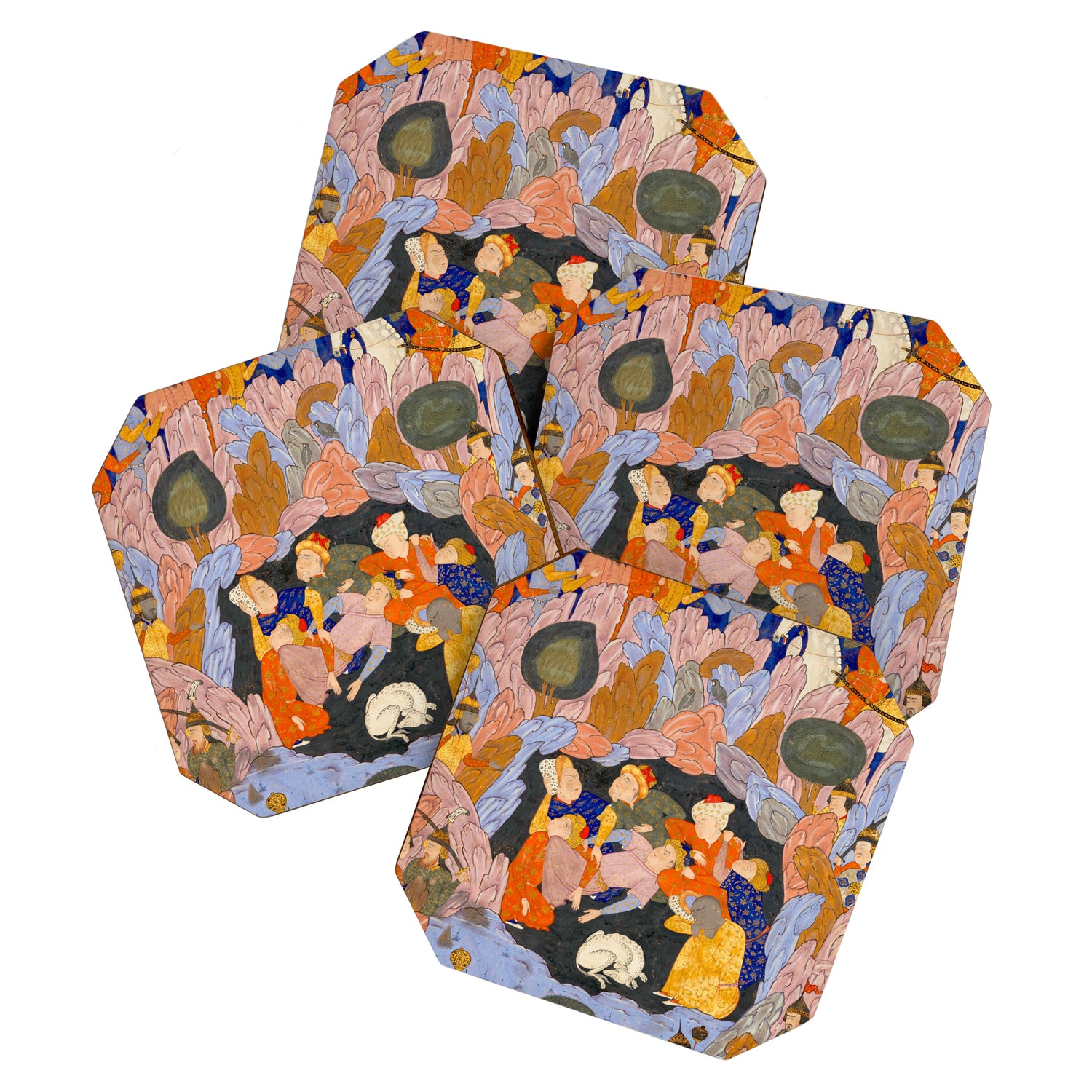 The Seven Sleepers of Ephesus Discovered by Alexander the Great, Folio from a Falnama (Book of Omens)  Coaster Gallery Image 1