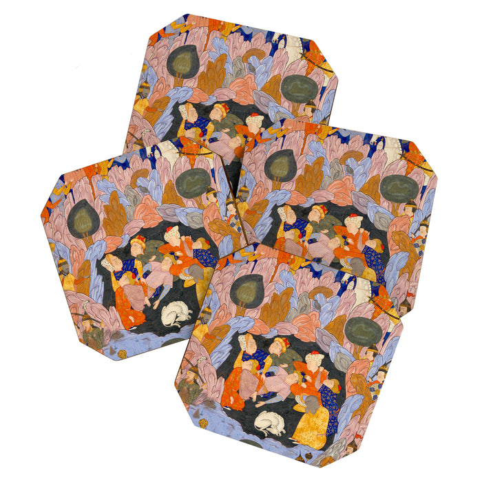 The Seven Sleepers of Ephesus Discovered by Alexander the Great, Folio from a Falnama (Book of Omens)  Coaster Gallery Image 1