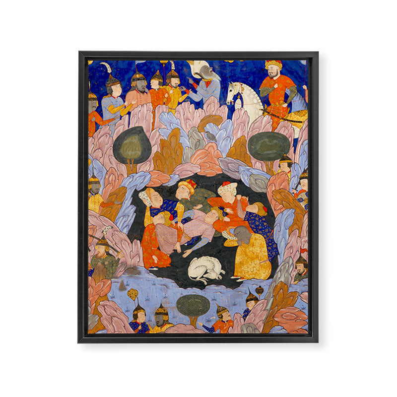 The Seven Sleepers of Ephesus Discovered by Alexander the Great, Folio from a Falnama (Book of Omens)  Framed Canvas Print Gallery Image 6