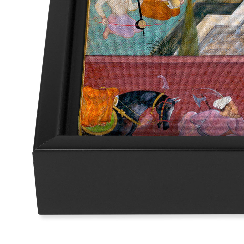 The Story of the Princess of the Blue Pavillion Antique Indian Miniature Painted Illustration Framed Canvas Print Gallery Image 3