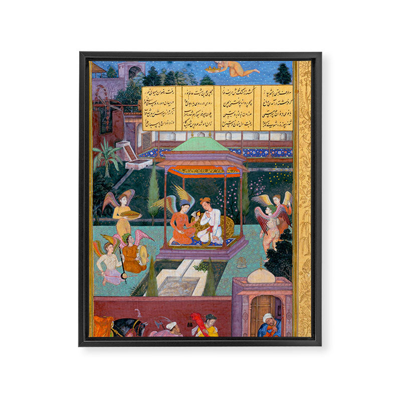 The Story of the Princess of the Blue Pavillion Antique Indian Miniature Painted Illustration Framed Canvas Print Gallery Image 6