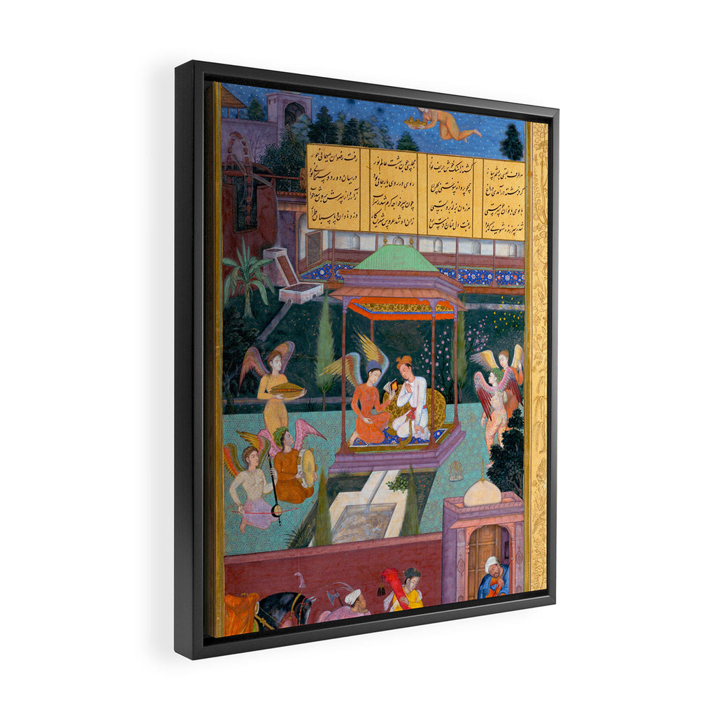 The Story of the Princess of the Blue Pavillion Antique Indian Miniature Painted Illustration Framed Canvas Print Gallery Image 2