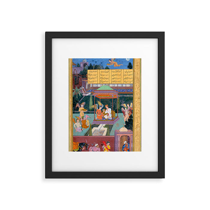 The Story of the Princess of the Blue Pavillion Antique Indian Miniature Painted Illustration Framed Art Print Gallery Image 1