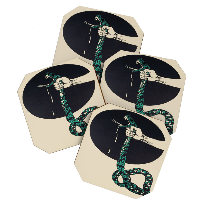 The strangling of a poisonous snake, representing the crushing colour lithograph G. Dorival 1918 Coaster Gallery Image 1