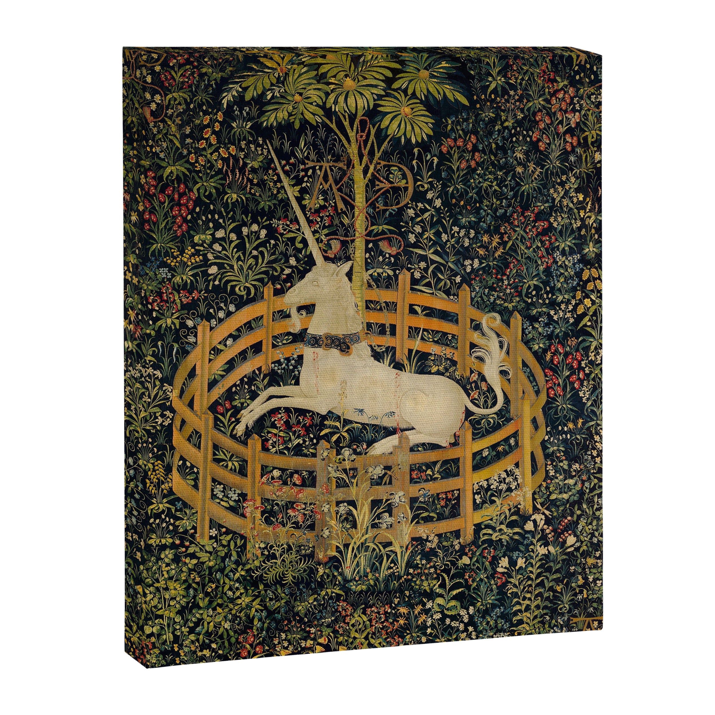 The Unicorn Rests in a Garden from the Unicorn Tapestries Canvas Print Gallery Image 6